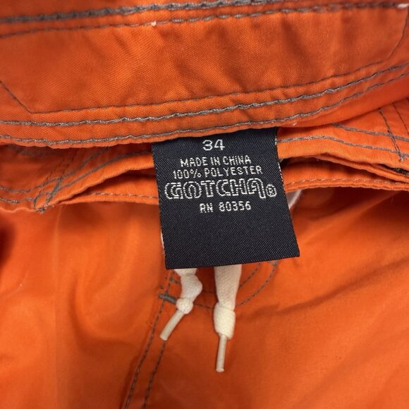 Vintage Gotcha Swim Trunks Shorts Mens 34 Orange Y2K 90s - Picture 8 of 16